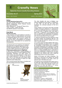 Cranefly Recording Scheme Newsletter Spring 2007