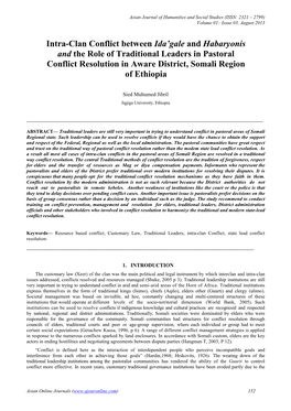 Intra-Clan Conflict Between Ida'gale and Habaryonis and the Role Of