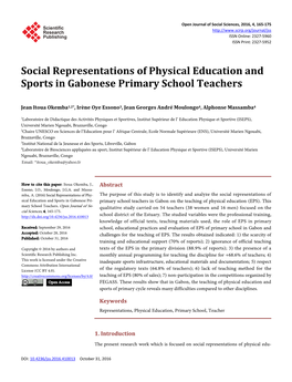 Social Representations of Physical Education and Sports in Gabonese Primary School Teachers