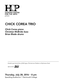 Chick Corea Trio X16 Playbill