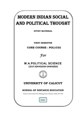 Modern Indian Social and Political Thought