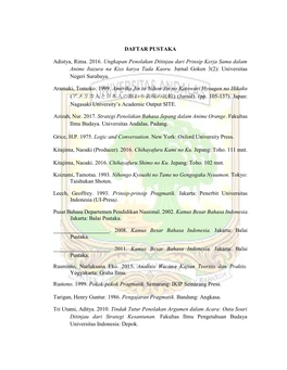 DAFTAR PUSTAKA Adistya, Rima. 2016. Ungkapan Penolakan