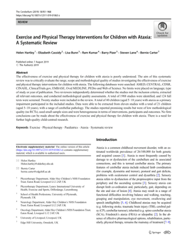 Exercise and Physical Therapy Interventions for Children with Ataxia: a Systematic Review