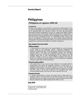 Philippines Philippines at a Glance: 2005-06