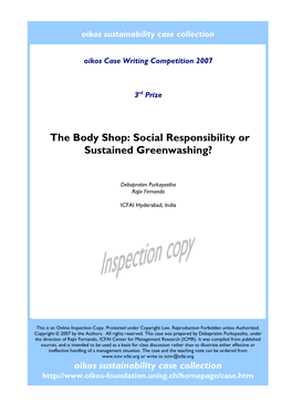 Body Shop: Social Responsibility Or Sustained Greenwashing?