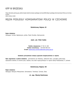 Rejon Podległy Komisariatowi Policji W Czchowie
