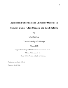 Academic Intellectuals and University Students in Socialist China