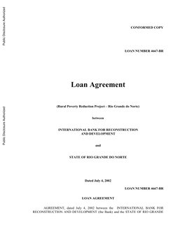 Loan Agreement Public Disclosure Authorized