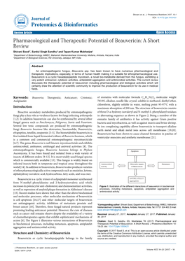 Pharmacological and Therapeutic Potential of Beauvericin: a Short