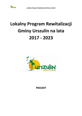 Lokalny Program Rewitalizacji Gminy Sosnowica Na Lata 2017-2023