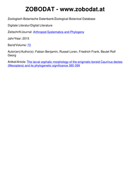 Mecoptera) and Its Phylogenetic Significance 385-399 73 (3): 385 – 399 23.12.2015