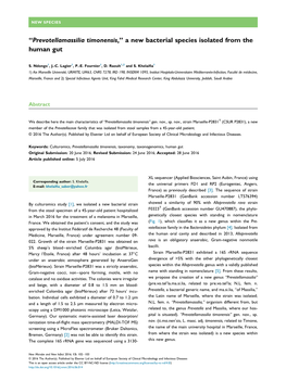 Prevotellamassilia Timonensis,'' a New Bacterial Species Isolated from the Human