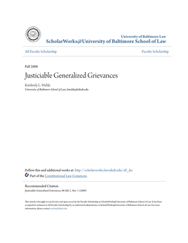 Justiciable Generalized Grievances Kimberly L