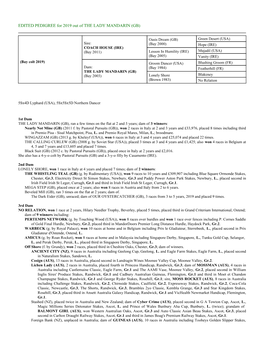 EDITED PEDIGREE for 2019 out of the LADY MANDARIN (GB)