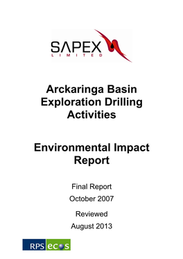 Arckaringa Basin Exploration Drilling Activities Environmental Impact