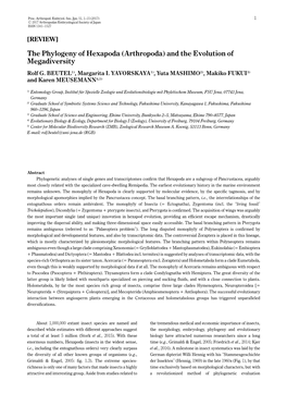 The Phylogeny of Hexapoda (Arthropoda) and the Evolution of Megadiversity Rolf G