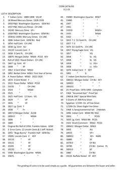 Coin Catalog 3-2-19 Lot # Description 1