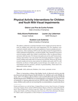 Physical Activity Interventions for Children and Youth with Visual Impairments