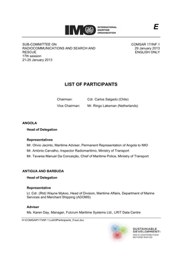 List of Participants