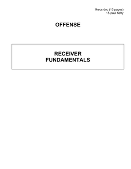 Offense Receiver Fundamentals