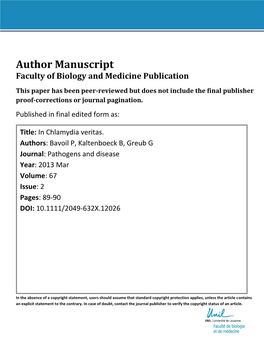 Author Manuscript Faculty of Biology and Medicine Publication