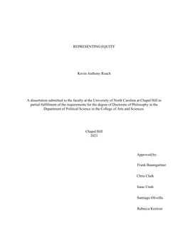 REPRESENTING EQUITY Kevin Anthony Roach a Dissertation