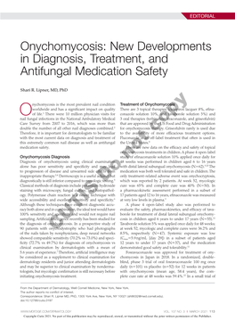 Onychomycosis: New Developments in Diagnosis, Treatment, and Antifungal Medication Safety