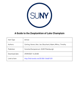 A Guide to the Zooplankton of Lake Champlain