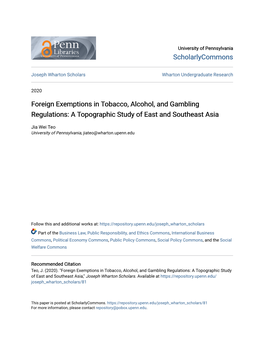 Foreign Exemptions in Tobacco, Alcohol, and Gambling Regulations: a Topographic Study of East and Southeast Asia