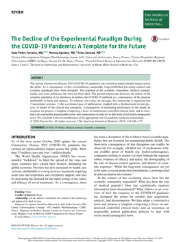 The Decline of the Experimental Paradigm During the COVID-19