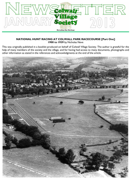 NATIONAL HUNT RACING at COLWALL PARK RACECOURSE [Part One] 1900 to 1939 by Nicholas Neve