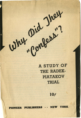 A Study of the Radek- Piatakov Trial
