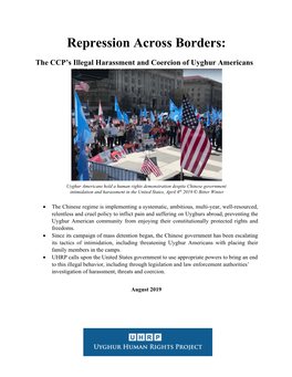 Repression Across Borders: the CCP’S Illegal Harassment and Coercion of Uyghur Americans