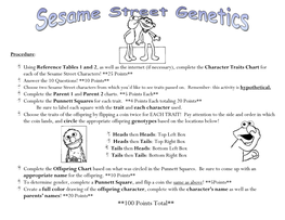 100 Points Total** Reference Table 1: Genetics of Sesame Street Characters