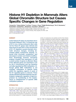 Histone H1 Depletion in Mammals Alters Global Chromatin Structure but Causes Speciﬁc Changes in Gene Regulation