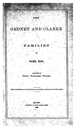 The Gedney and Clarke Families of Salem, Mass