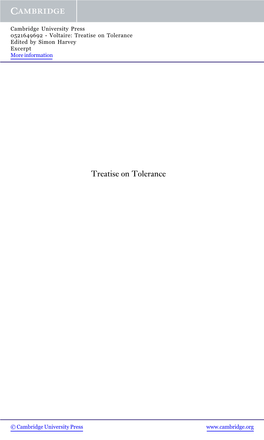 Treatise on Tolerance Edited by Simon Harvey Excerpt More Information