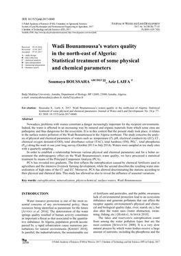 Wadi Bounamoussa's Waters Quality in the North-East of Algeria: Statistical