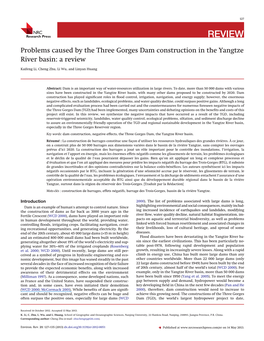 Problems Caused by the Three Gorges Dam Construction in the Yangtze River Basin: a Review