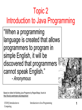 Topic 2 Introduction to Java Programming