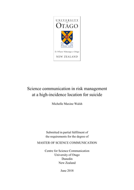 Science Communication in Risk Management at a High-Incidence Location for Suicide