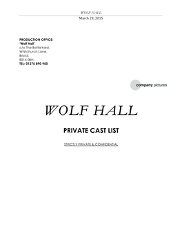 WOLF HALL March 23, 2015