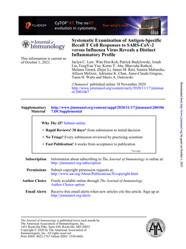 Systematic Examination of Antigen-Specific Recall T Cell