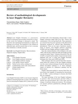 Review of Methodological Developments in Laser Doppler Flowmetry