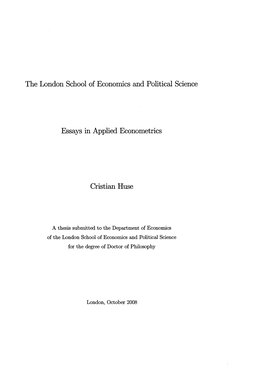 The London School of Economics and Political Science Essays in Applied