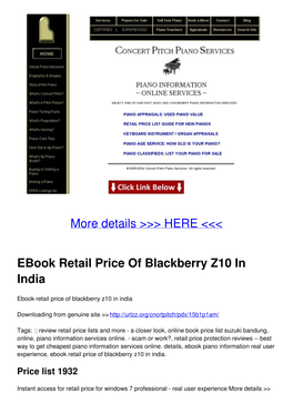 Ebook Retail Price of Blackberry Z10 in India