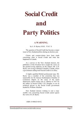 Social Credit and Party Politics