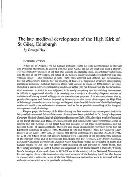 The Late Medieval Development of the High Kirk of St Giles, Edinburgh