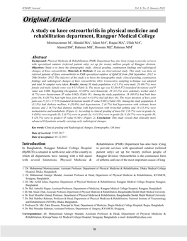 Original Article a Study on Knee Osteoarthritis in Physical Medicine