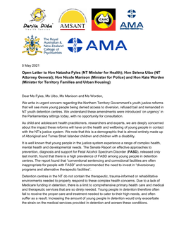 Open Letter to Hon Natasha Fyles (NT Minister for Health); Hon